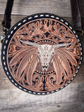 Myra Bag - Spirit of the Herd Hand - Tooled Round Bag - Purses & Wallets - Myra Bag - Bronco Western Supply Co.