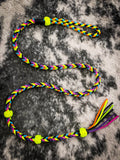 Paracord Breakaway Roping Neck Rope/Over and Under Whip - Black/Rainbow - Ropes - Knot By Design - Bronco Western Supply Co.