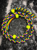 Paracord Breakaway Roping Neck Rope/Over and Under Whip - Black/Rainbow - Ropes - Knot By Design - Bronco Western Supply Co.