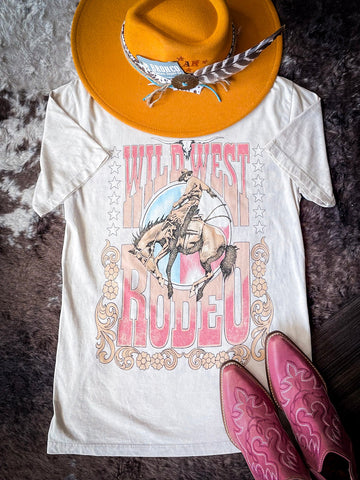 Pink Rodeo Graphic Tee - Off White - Apparel - Bronco Western Supply Co. - Bronco Western Supply Co.