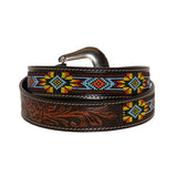 Polychrome Hand - Tooled Seed Bead Belt - Apparel - Myra Bag - Bronco Western Supply Co.