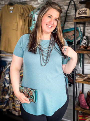 Reese Waffle Short Sleeve Top - Dusty Teal - Apparel - Bronco Western Supply Co. - Bronco Western Supply Co.