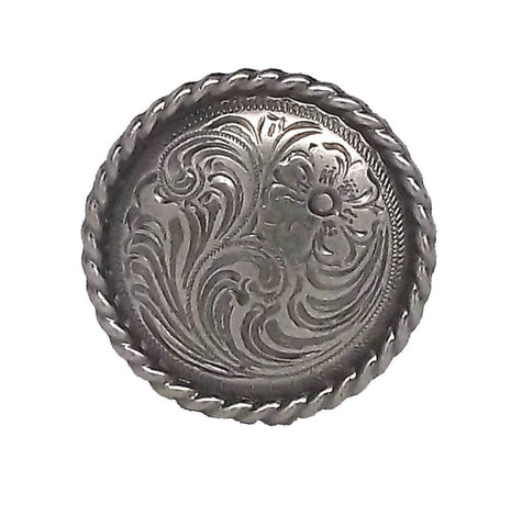 Rose Flower Antique Nickel Rope Edge Screw Back Concho - Saddles & Accessories - Bronco Western Supply Co. - Bronco Western Supply Co.