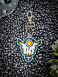 Seed Bead Bull Key Fob Keychain - Bronco Western Supply Co - Bronco Western Supply Co.