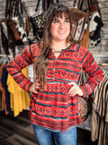 Senorita Aztec Print Babydoll Top - Apparel - Bronco Western Supply Co. - Bronco Western Supply Co.