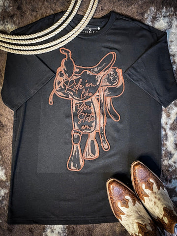 Stolen Saddle Embroidered Tee - Apparel - 2 Fly Co. (BWS) - Bronco Western Supply Co.