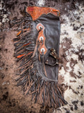 Tough1 Smooth Leather Chinks with Floral Yoke - Apparel - Tough 1 - Bronco Western Supply Co.