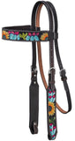 Tough1 Sunflower and Blue Cactus Browband Headstall - Headstalls & Accessories - Tough 1 - Bronco Western Supply Co.