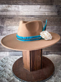 Turquoise Sahara - Camel Flat Wide Brim Hat - Accessories - Bronco Western Supply Co. - Bronco Western Supply Co.