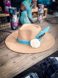 Turquoise Sahara - Camel Flat Wide Brim Hat - Accessories - Bronco Western Supply Co. - Bronco Western Supply Co.