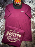 "Western OG" Cranberry Heather Hooey T - Shirt - Apparel - Hooey - Bronco Western Supply Co.