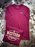 "Western OG" Cranberry Heather Hooey T - Shirt - Apparel - Hooey - Bronco Western Supply Co.