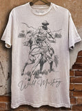 Wild Mustang Cowboy Graphic Tee - Off White - Apparel - Bronco Western Supply Co. - Bronco Western Supply Co.