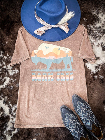 Wild Spirit Buffalo Graphic Tee - Mocha - Apparel - Bronco Western Supply Co. - Bronco Western Supply Co.