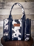 Wrangler Cow Print Tote - Black - Purses & Wallets - Montana West - Bronco Western Supply Co.