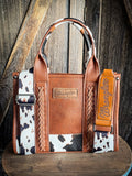 Wrangler Cow Print Tote - Brown - Purses & Wallets - Wrangler - Bronco Western Supply Co.