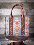 Wrangler Southwestern Print Small Canvas Tote/Crossbody - Brown - Purses & Wallets - Wrangler - Bronco Western Supply Co.