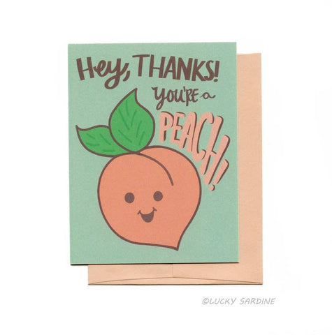 You're A Peach Thank You Greeting Card - Gift Items - Lucky Sardine - Bronco Western Supply Co.